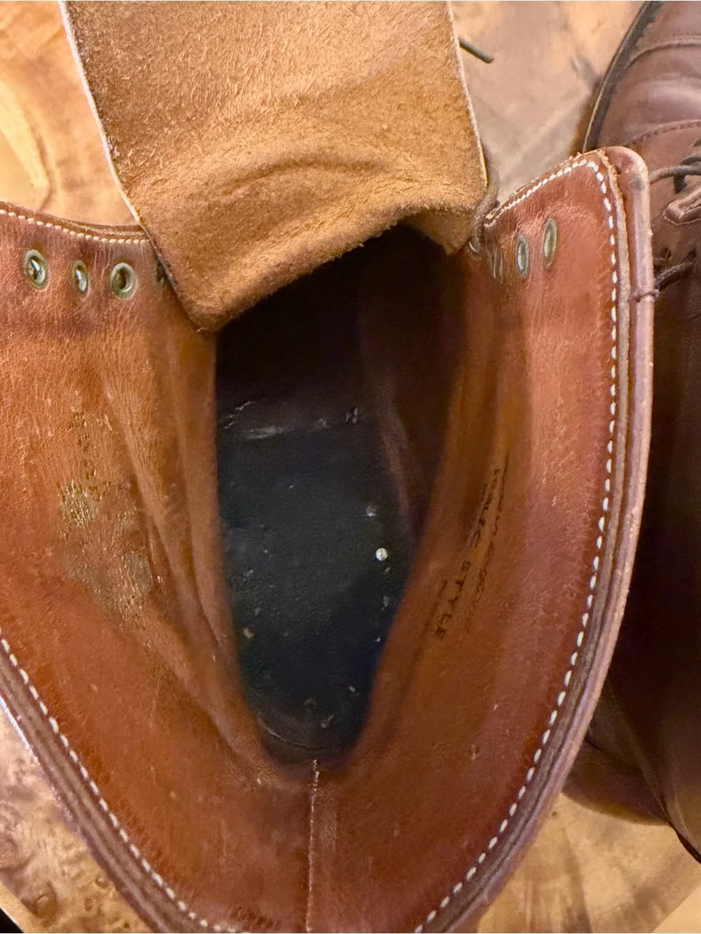 Vintage Leather Boots Cap Toe England Size 5